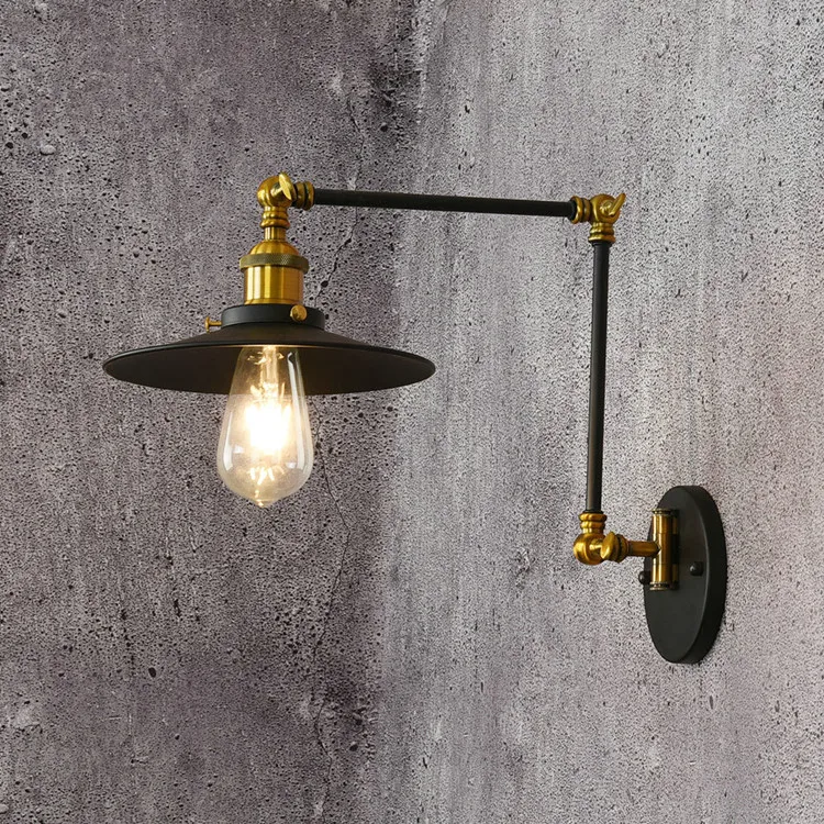 Goedkoop E27 Vintage Industriële Wandlamp Loft Creatieve Swing Arm Blaker Balkon Trap Veranda Restaurant Bar Slaapkamer Muur Home Licht