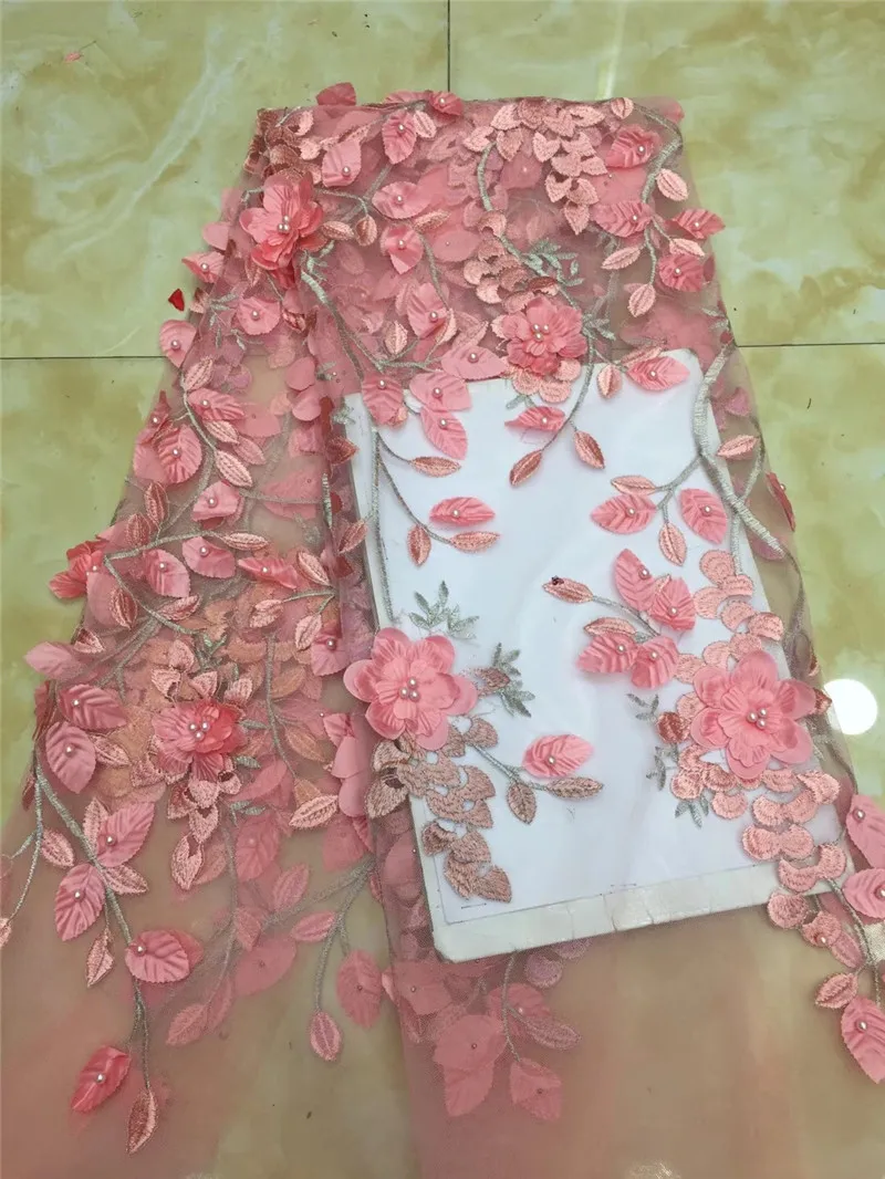 hot selling 5 yards embroidered tulle Net Lace 3d flower YG-603 French mesh Fabric | Дом и сад