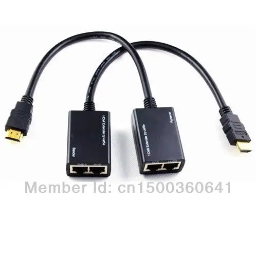 HDMI Extender Over to RJ45 Lan Network Cat5/6e Cable Up 30m 1080P |