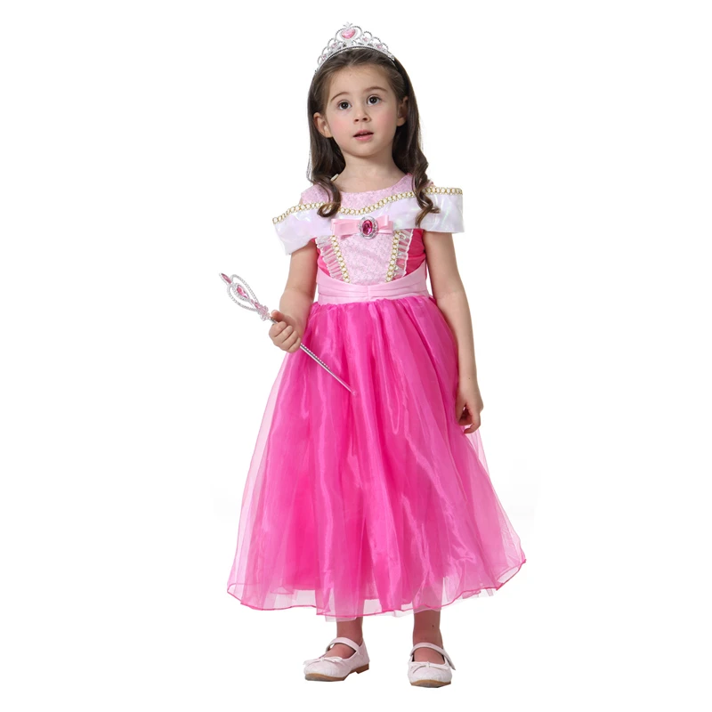 Princess Dress Aurora Costume for Girls Cosplay Gown Kids Pink Tutu Child Halloween Party Clothes Sleeping Beauty | Детская одежда и