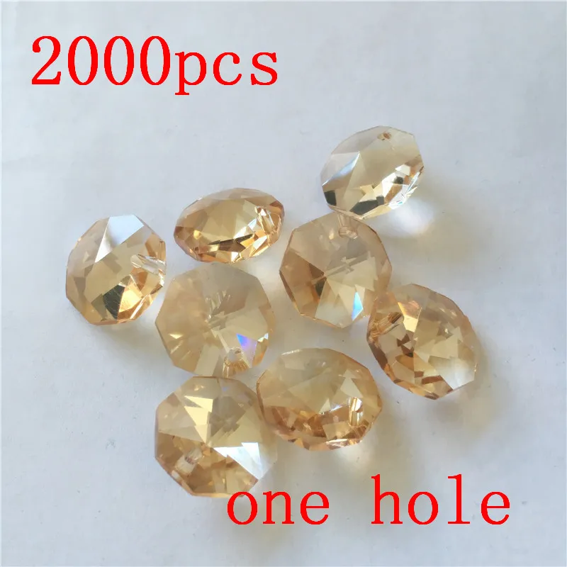 Золотые шампанские Восьмиугольные Кристаллы 2000 шт в одно отверстие день