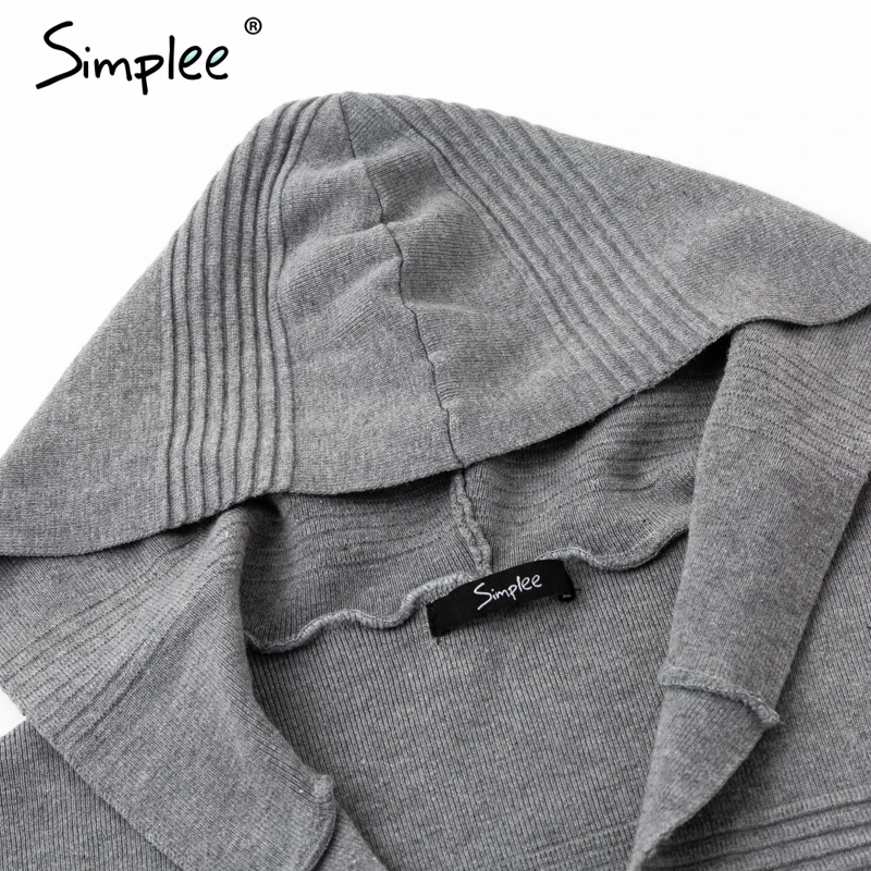 Simplee с капюшоном зима вязаный свитер кардиган женский лоскутное длинный на