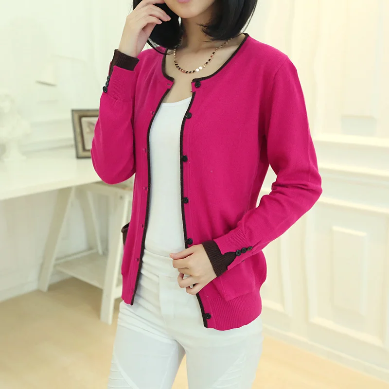 Женский кашемировый шерстяной свитер облегающий кардиган с О-образным вырезом