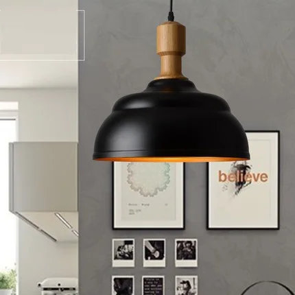 Простой светодиодный деревянный подвесной светильник современный потолочный в