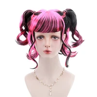 free beauty 12 short wavy synthetic braiding hair pink white 2x twist braids colorful pigtail outre cosplay bob wigs bangs