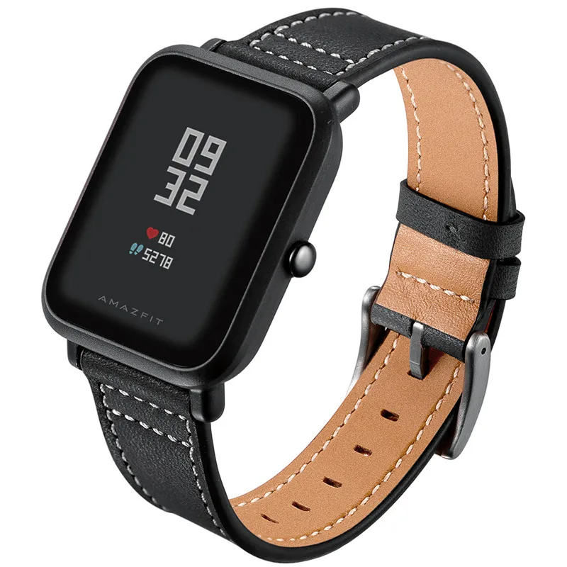 Ремешок кожаный для Xiaomi Huami AMAZFIT BiT bip 1s сменный Браслет смарт часов gtr 42 мм/galaxy Watch
