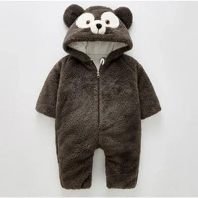 Deep Gray Beer Suit Зимняя одежда для малышей; утепленная одежда унисекс с рисунком; комбинезоны для новорожденных; одежда для маленьких девочек и мальчиков; бархатная одежда - Цвет: Deep Gray Beer Suit