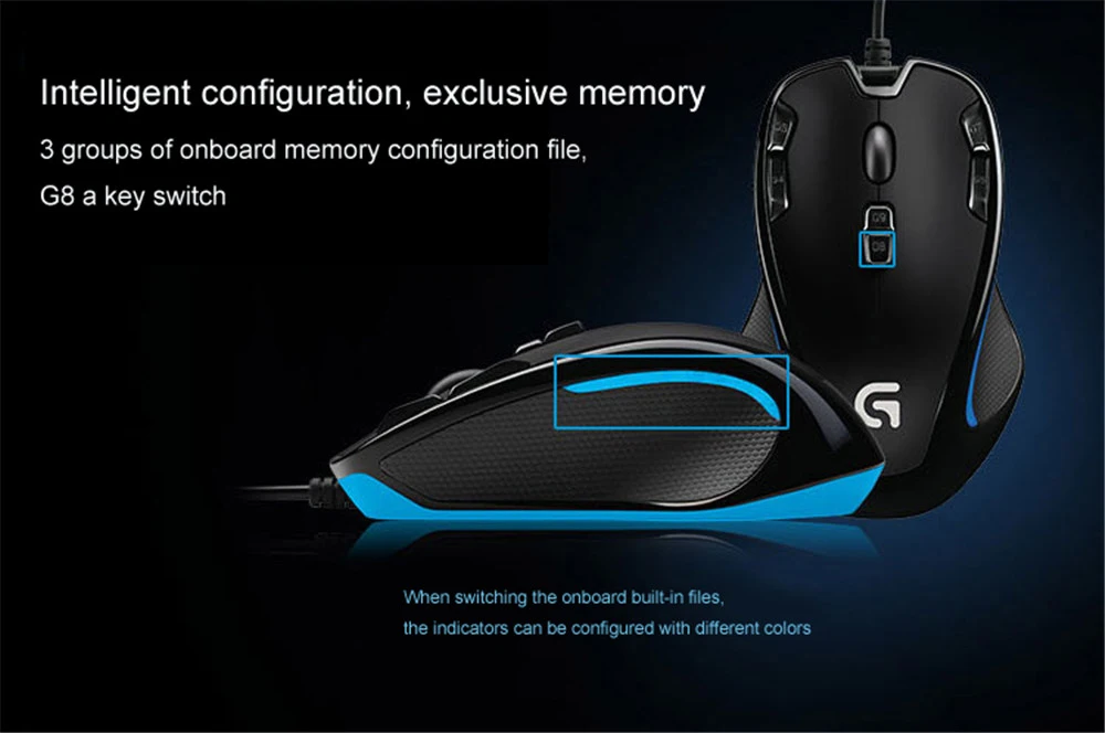 logitech G300s Ратон игровой Мышь 2500 Точек на дюйм USB Проводная оптическая wensor и посторонней помощи Мышь с 7 цветов с подсветкой