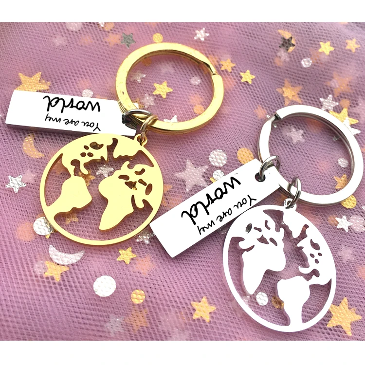 Custom name выдалбливают карта мира брелок вы мой мир для ключей ювелирные украшения