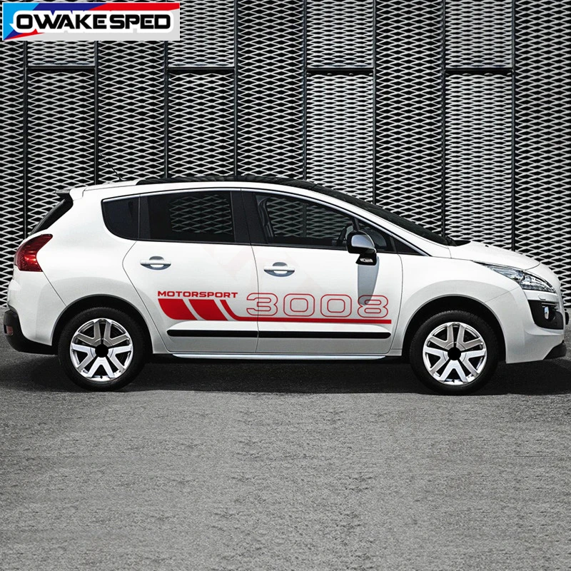 Автомобильный Стайлинг, наклейки на боковые двери юбки, полоски для peugeot 308 3008 2008 5008, моторная Спортивная графика, тело, индивидуальная виниловая наклейка