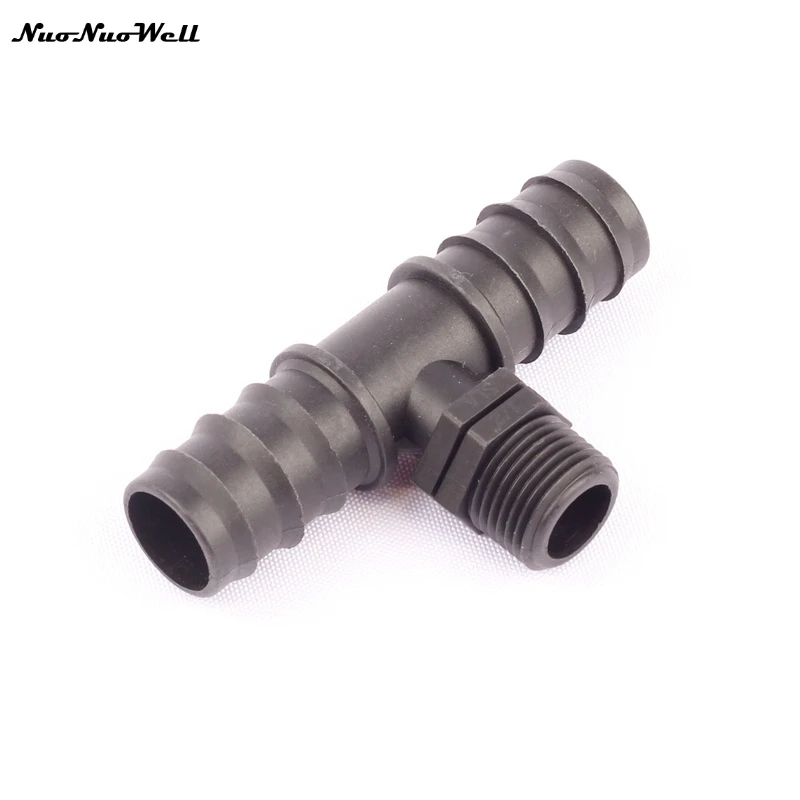 

3pcs NuoNuoWell 1/2" to 25mm Male Thread Tee PE Barbed Connector Greenhouse Spigot Tee Joint Drip Irrigation System Fittings