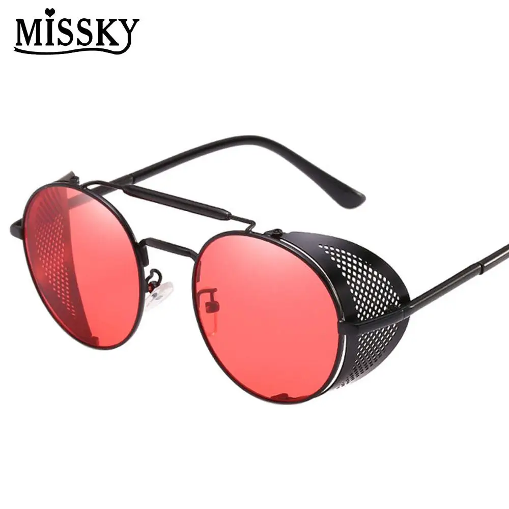 Женские круглые очки MISSKY Steampunk солнцезащитные унисекс с боковым козырьком Ретро