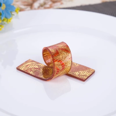 flat red 8 X серебряных/золотых акриловых колец для салфеток, держатель для салфеток, для свадьбы, отеля, вечерние, для ужина - Цвет: flat red