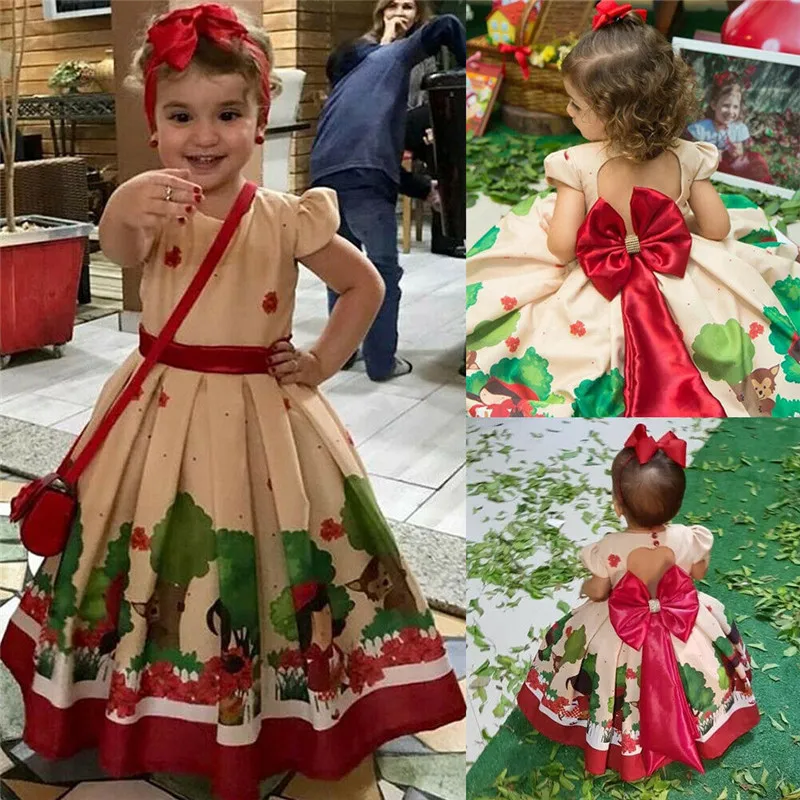 Formal Party Kids Baby Girls Princess Dress Back Hollow Out Big Bow Flower Wedding Girl Tulle Tutu Ball Gown 1-7Y | Детская одежда и