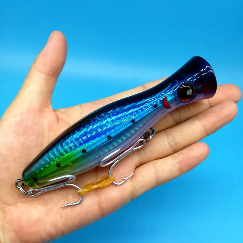 Noeby 1 шт. Topwater big Poppers 43 г/81 г/154 г 6 цветов глубокие морские рыболовные приманки верхняя вода тунец твердая приманка тройные Крючки - Цвет: 9602 43g 105