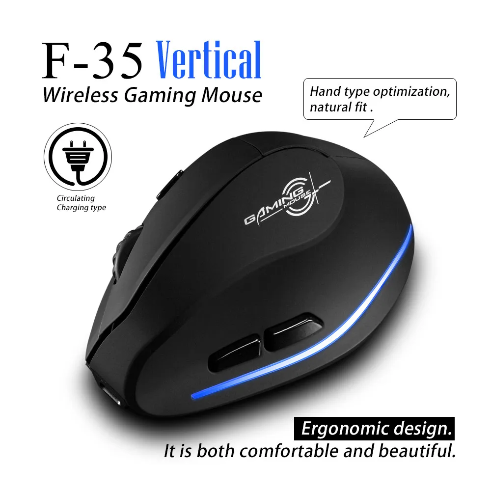 Мышь Ратон Zelotes F 35 2 4 ГГц Вертикальная Беспроводной Перезаряжаемые USB игровая