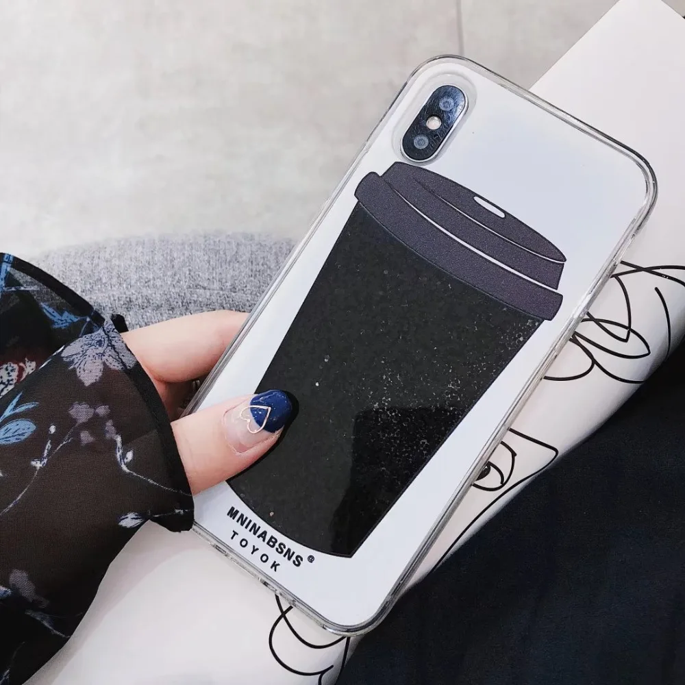 Кофейная чашка черный бриллиант светлый блестящий чехол для iphone X 8 7 6 S Plus