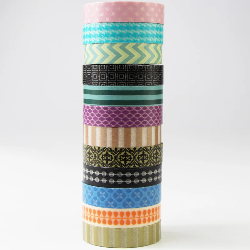 

12 Rolls Retro Pattern Washi Tape Set Paper Masking Tapes Decorative Adhesive Tape DIY Scrapbook Sticker Kid Gifts,10mm*10m