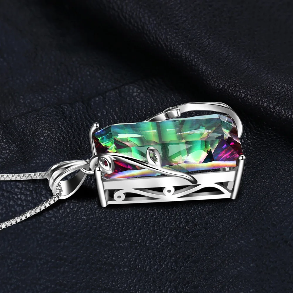 JPalace 16ct Rainbow Mystic Topaz Pendant Necklace 925 Sterling Silver Gemstones Choker Statement Women No Chain | Украшения и