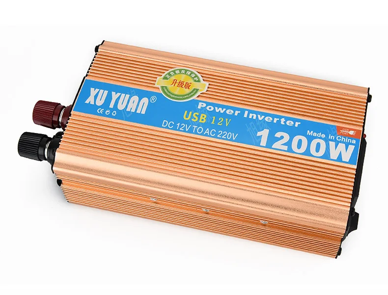 1200W MAX DC 12 V to AC 220 V автомобильный инвертор с usb зарядным портом, чехол из алюминиевого сплава, антиоксидантный