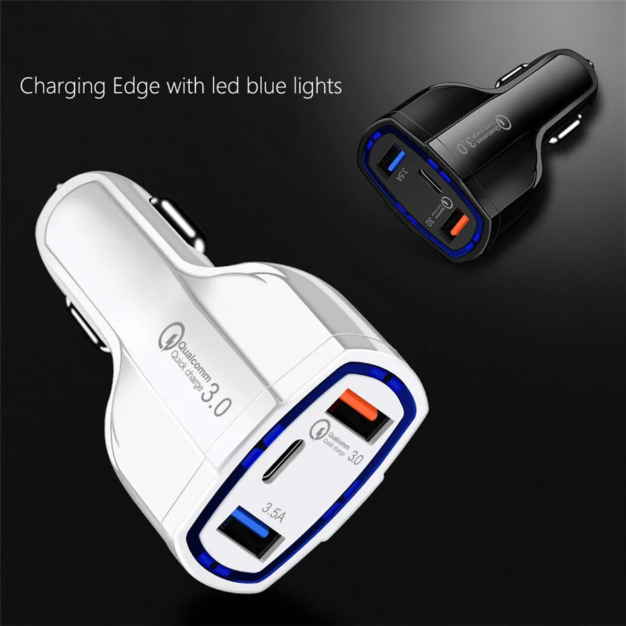 Автомобильное зарядное устройство с двумя USB-портами быстрая зарядка 3 0 для