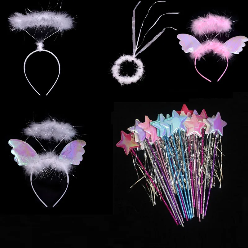 Angel Halo Head Wear Star Headband Magic Sticks Wand Wedding Stage Show Party Gift Halloween Kids Princess Girls Christmas|Аксессуары