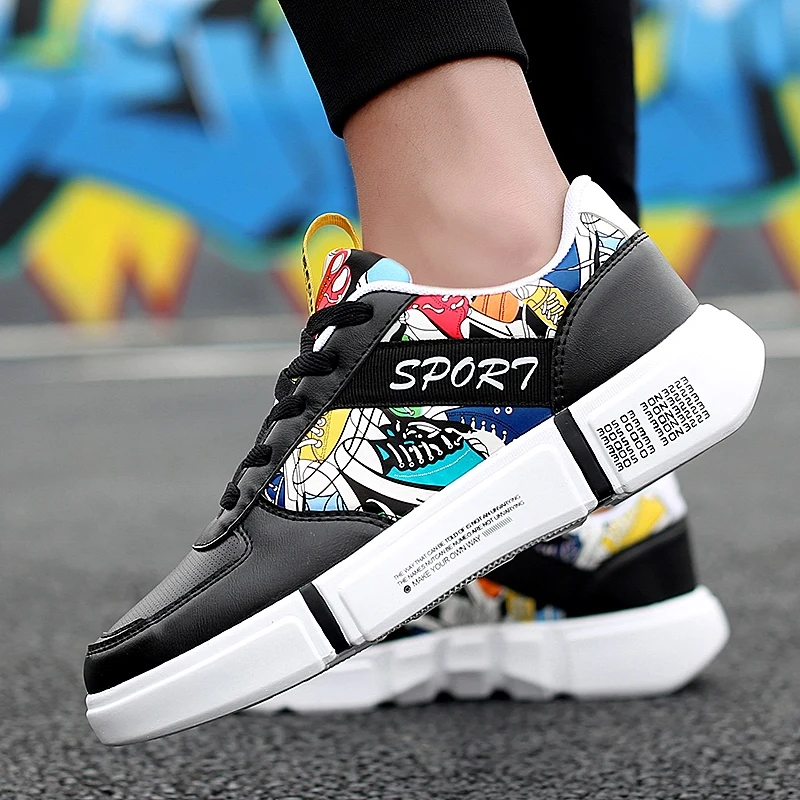 2019 летние Для мужчин с подошвой из вулканизированной Новое поступление граффити