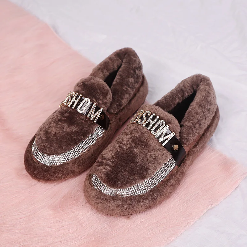 Последняя популярная модель женской обуви 2018 г. зимняя обувь на меху из овечьей