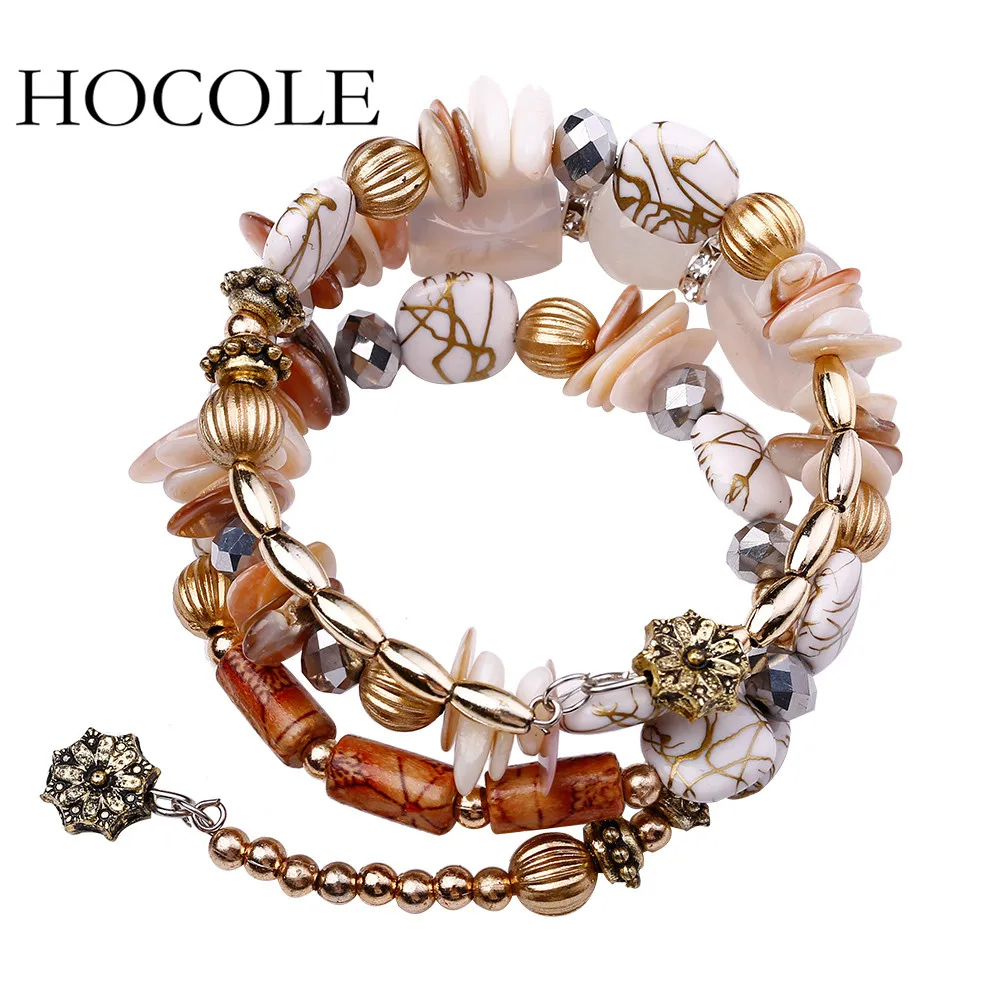HOCOLE 2017 Новый горячий богемный браслет с подвесками кристалл натуральный камень