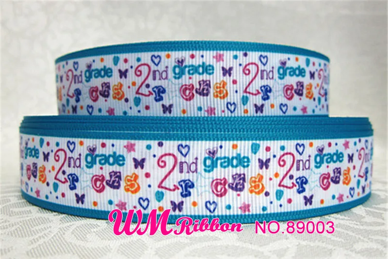 89003 Лента WM 7/8 дюймов 22 мм Happy Kids Grosgrain лента 50yds/рулон школьный номер напечатанные Индивидуальные Лямки для волос - Цвет: 89003