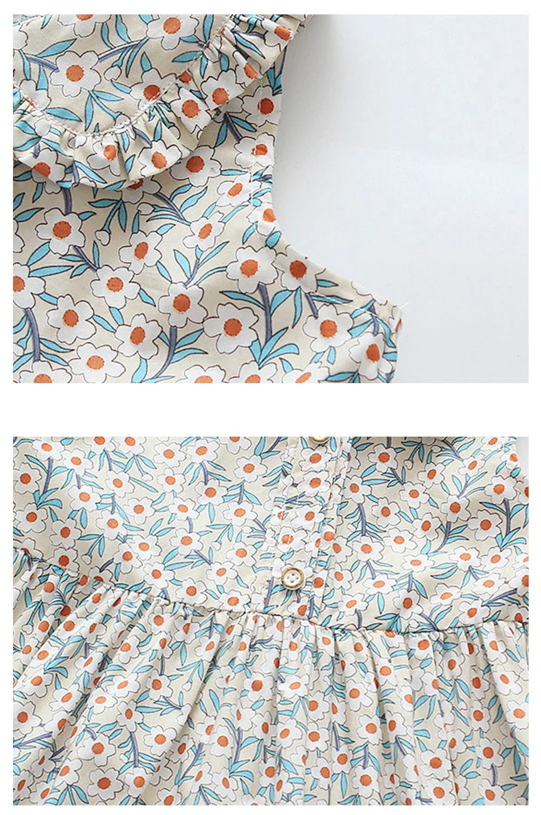 Modis robe fille с воротником Питер Пэн летние Хлопковые Платья цветочным принтом для