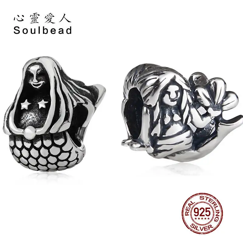 Soulbead серебряные амулет Русалка бриллианты сказочные шармы Бусины Подходят DIY