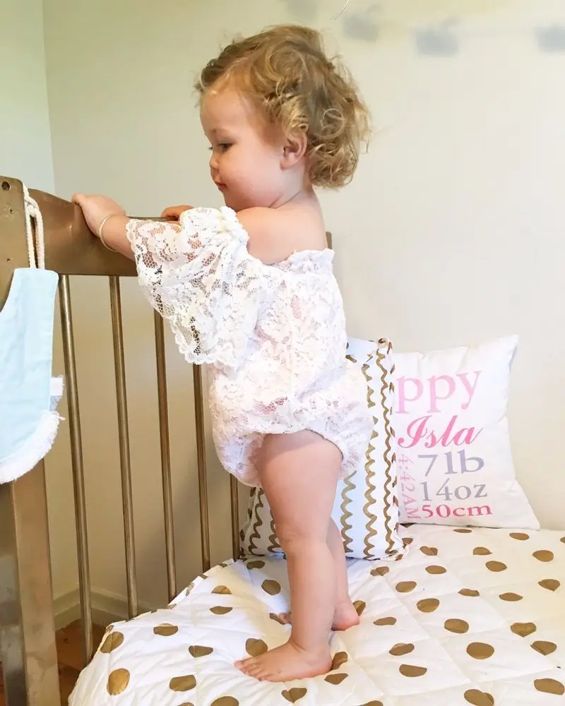 Летнее Детское Кружевное боди с цветочным рисунком для маленьких девочек без