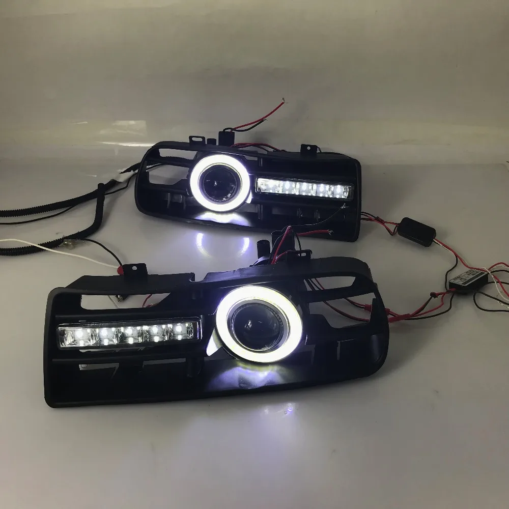 RQXR противотуманная фара вождение свет в сборе для volkswagen golf 4 mk4 cob angel eye led дневного света желтый сигнал поворота