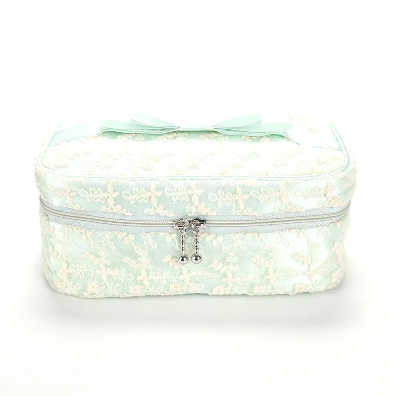 

Travel Cosmetic Bag Lace Brush Organizer Storage Double Zipper Toiletry Case Women Makeup Bags