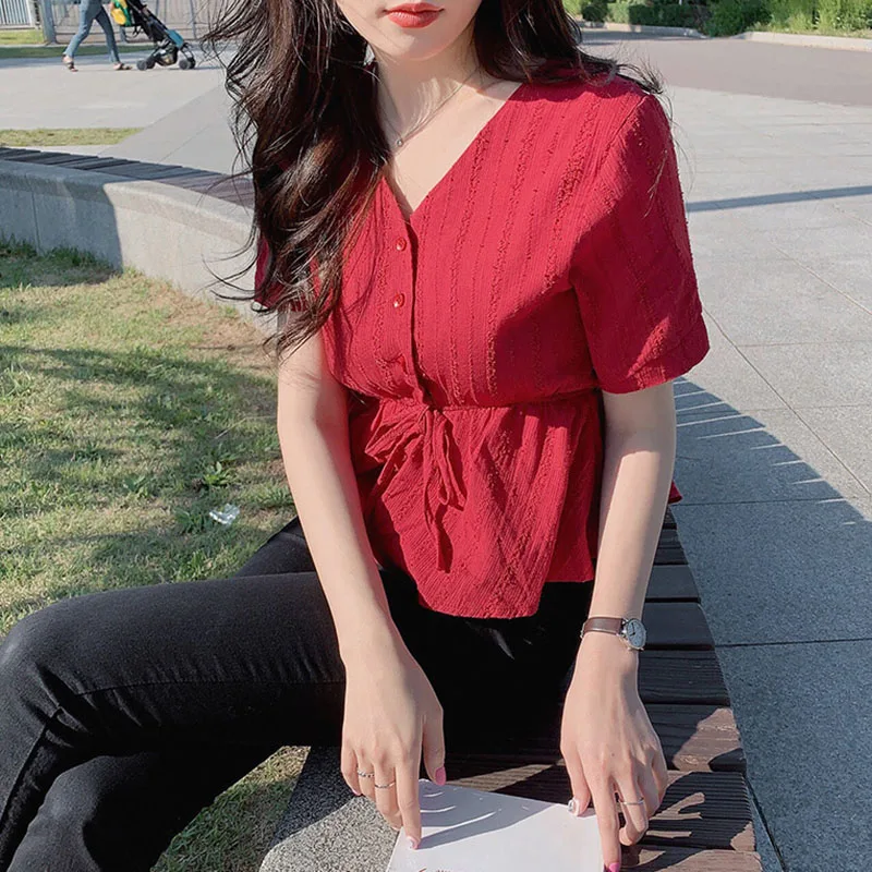 BOBOKATEER Красная белая блузка женская рубашка blusas mujer de moda 2020 женские топы летние и
