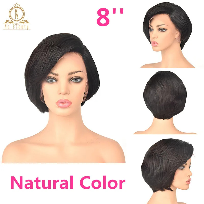 13x6 Lace Front Human Hair Short Bob Wigs Pixie Cut Ombre Color 1B 27 613 Blonde Black Straight For Women Brazilian Remy Hair