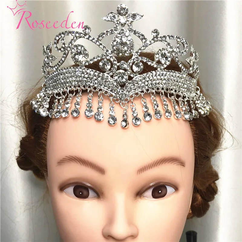 Vintage Frontlet Water Drop Rhinestones Pearl Wedding Crowns Tiaras Pageant Hair Accessories Jewelry For Bridal MY3426 | Украшения и