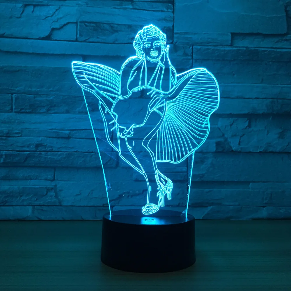 3d ночник Marilyn Monroe цветной сенсорный светодиодный визуальный подарок для спальни