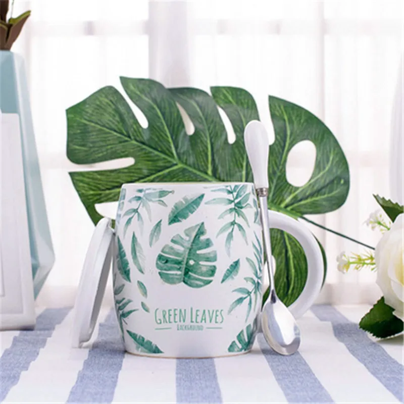 Кружка Керамическая с зеленым растением креативные кофейные кружки Tazas Ceramica Emaye