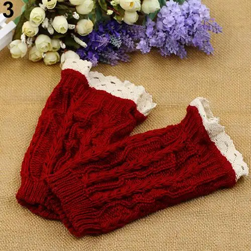 Популярные женские вязаные гетры с кружевной отделкой Короткие манжетами носки