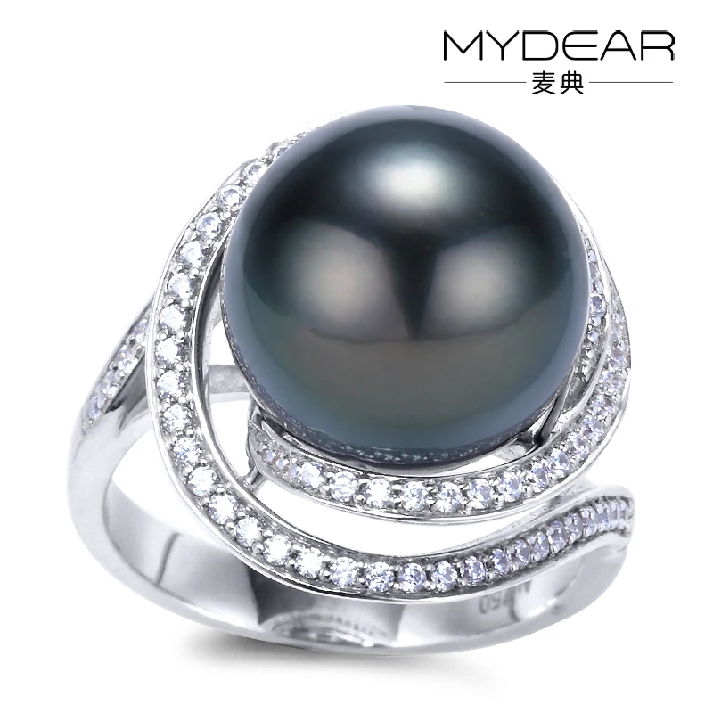 Mydear 18 К золотой черный жемчуг Таити и белый перламутр цветок кольцо|mothers rings gold|mother