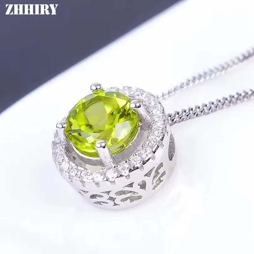 Женское ожерелье из серебра 925 пробы с натуральным Перидотом|pendant|fine jewelry |