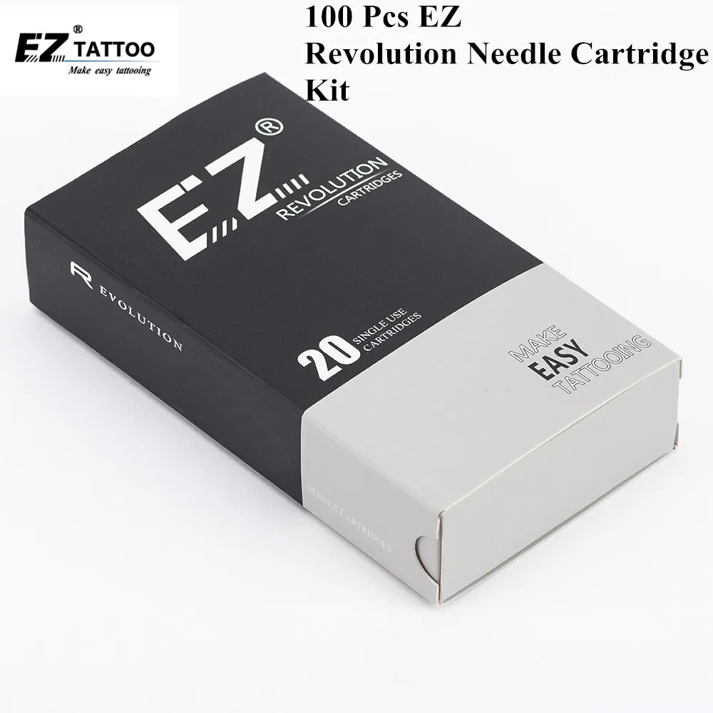 100 Pcs Assorted Sizes EZ Revolution Cartridge Tattoo Needle Kit Round Liner (RL) #12 (0.35 MM) #10 (0.30) Machine Supplies