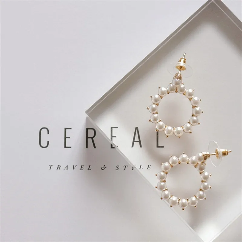 ENZE new ladies jewelry selling white imitation pearl round stud earrings elegant fashion | Украшения и аксессуары