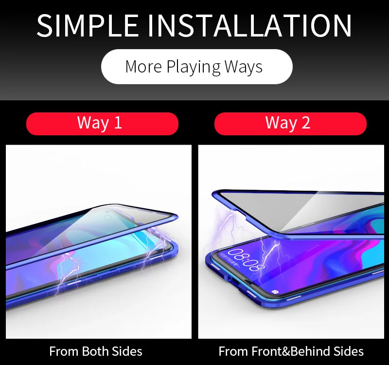 Металлический магнитный передний задний Чехол из закаленного стекла для huawei Honor Play/8X чехол s для huawei Honor 10/V10/10 Lite металлическая рамка Coque