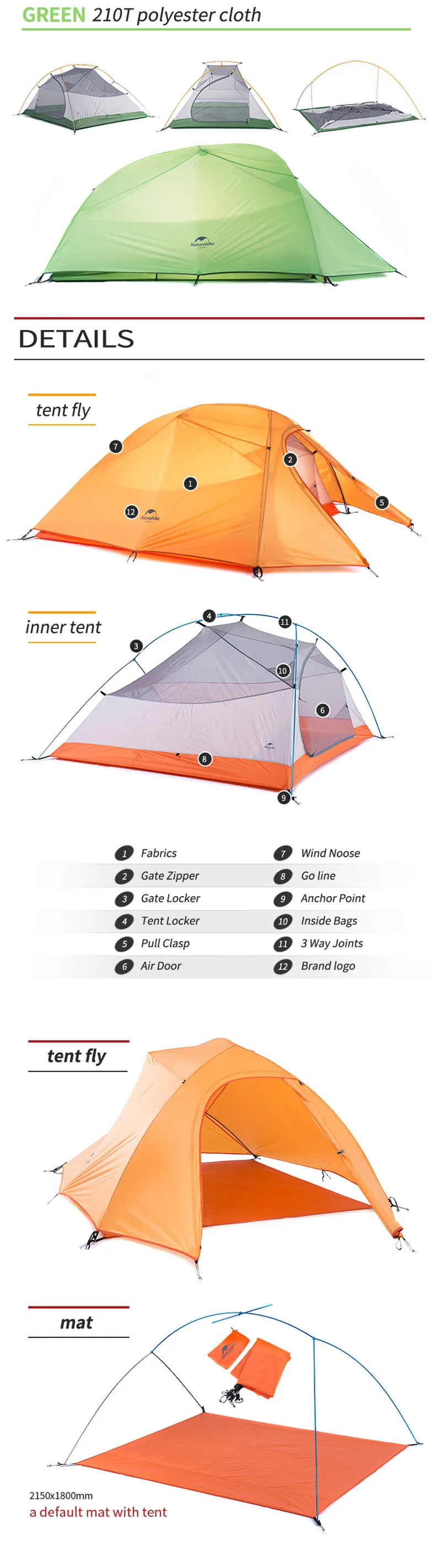 Naturehike складной тент 20D силиконовая ткань Сверхлегкий Двухслойный 3-4 человек двойной тент Кемпинг Рапид палатка большой кемпинг