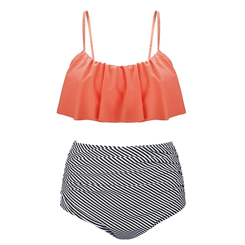 

vertvie 2019 New Crop Top Sexy Bikini Set High Waist Women Swimsuit Female Swimwear Adjustable Strap Push Up Bathing Suit Beach
