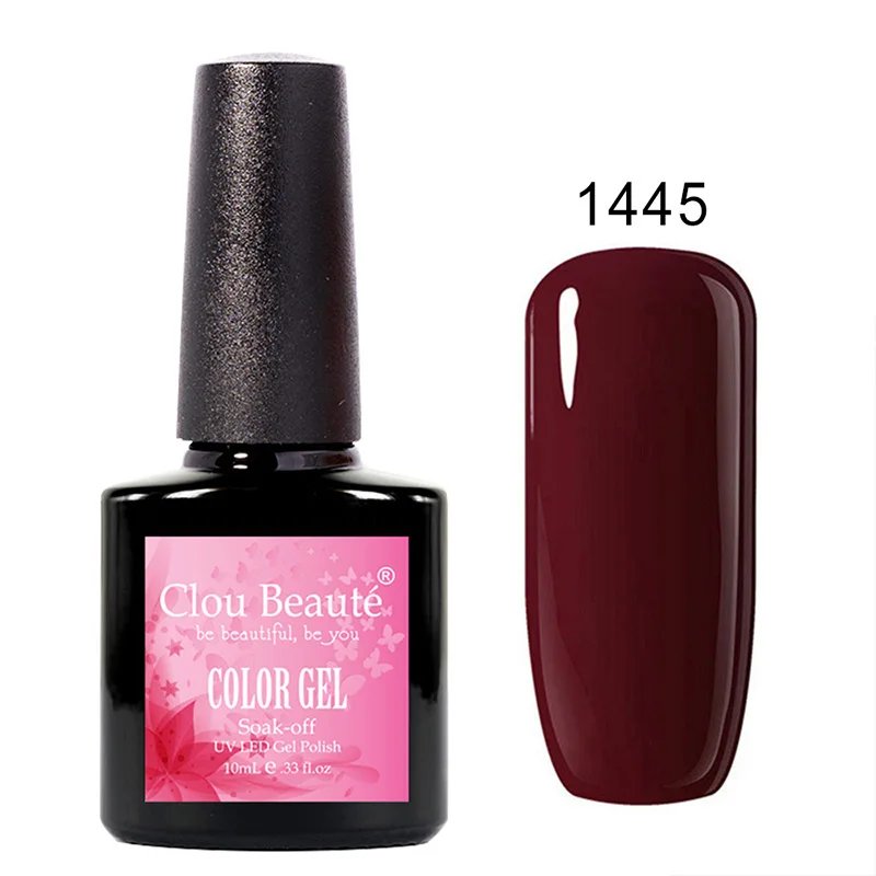 1445 Clou Beaute мягкая цветная основа и верхнее покрытие УФ гель лак для ногтей 10 мл vernis полуперманентный УФ-гель для ногтей впитывающий гель лак 1325 - Цвет: 1445