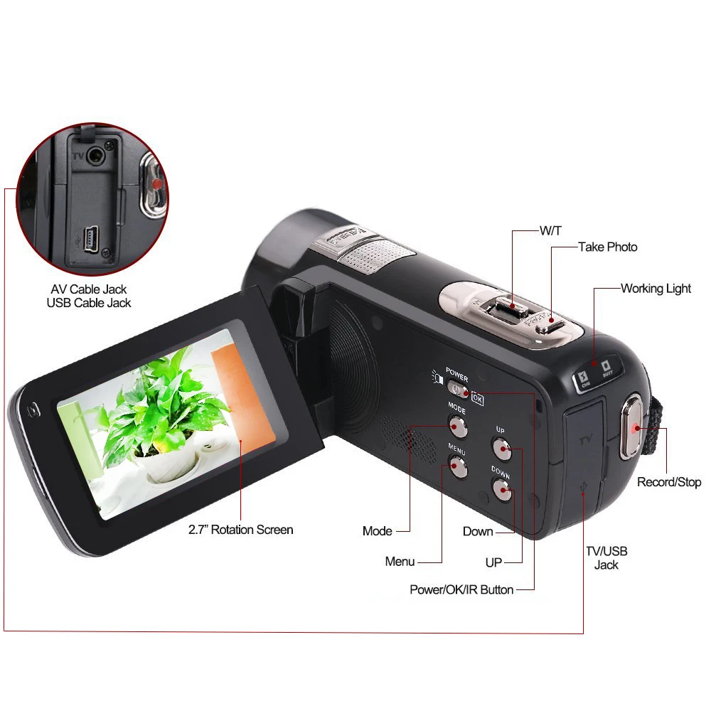 Marvie hdv t38 Full HD видео Камера видеокамера 1080 P цифрового 16X цифровой зум 24mp
